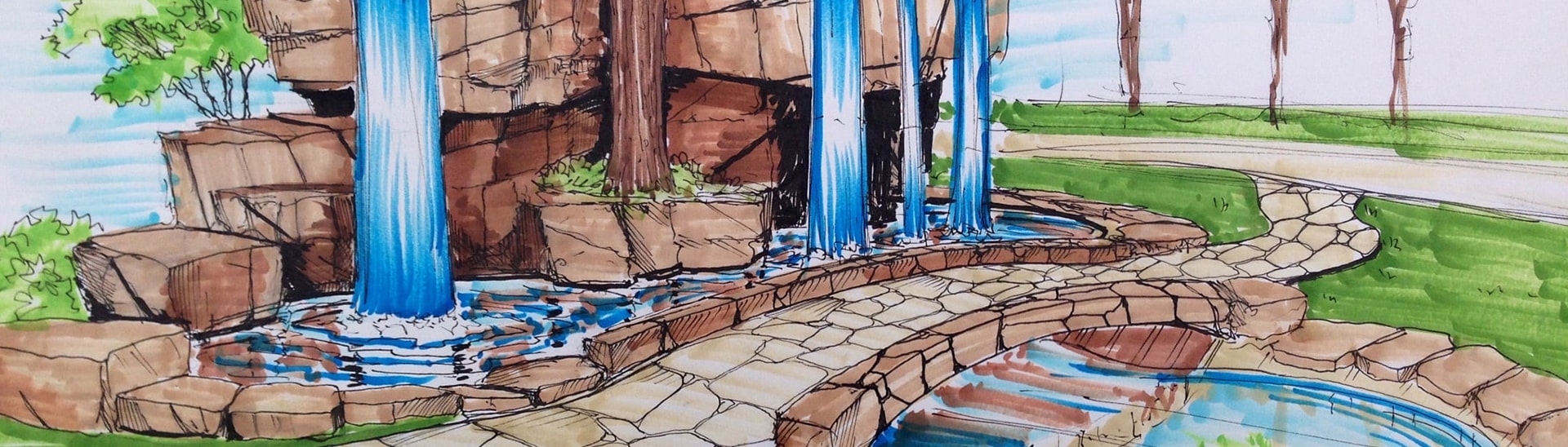 Professional landscape design watercolor rendering